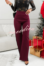 Joelie High Rise Elastic Waistband Side Lace Patchwork Flare Pants