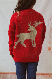 Christmas Pattern Knitted Crew Neck Long Sleeved Sweater