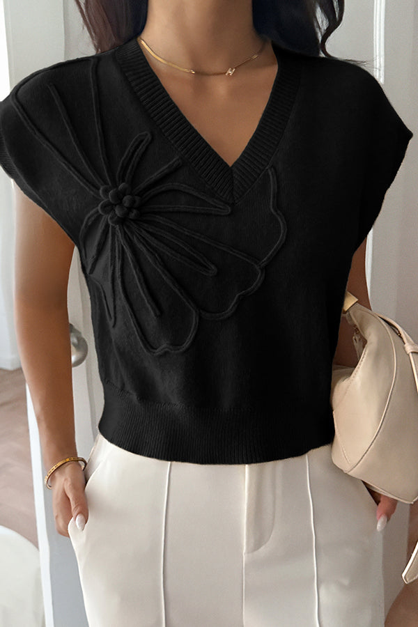 Solid Color Casual V-neck Knitted Sweater
