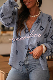 Fashionable Embroidered Floral Casual Long-Sleeved Loose Top