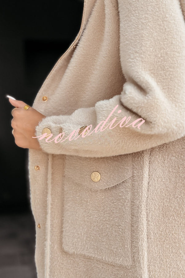 Fashion Drawstring Waistband Hooded Zipper Pocket Loose Coat