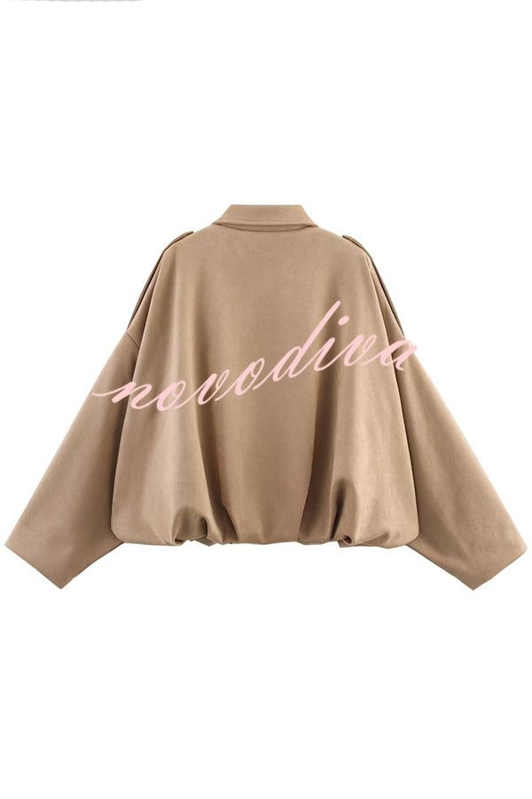 Fashion Lapel Long-sleeved Casual Bomber Jacket