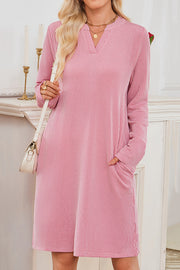 Solid Color Loose Long-sleeved Casual Knitted Mini Dress