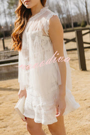 Light and Cute Tulle Lace Inner Wear High Neck Cape Top