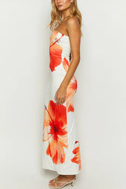 Emmaline Abstract Floral Print Bandeau Stretch Maxi Dress