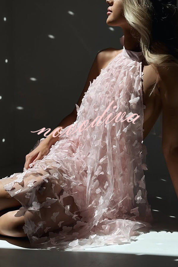 Stylish Backless Bow Elegant Butterfly Loose Mini Dress