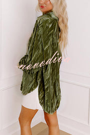 Solid Color Velvet Light-sensitive Drape Loose Shirt