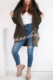 Solid Color Loose Hooded Zip-up Casual Sports Jacket