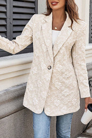 Fashion Jacquard Lapel Long Sleeve Single Button Loose Blazer