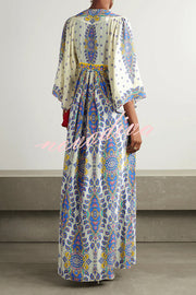 Unique Printed V-Neck Loose Elegant Maxi Dress