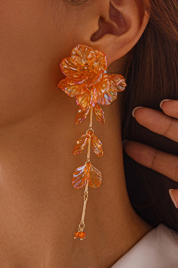 Fashionable Tassel Floral Mermaid Pearlescent Earrings