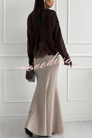 Caitlin Knit Stretch Fabric High Waist Fishtail Casual Maxi Skirt