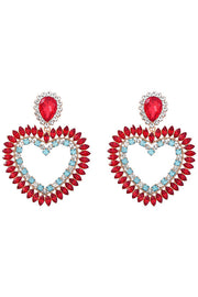 Colored Diamond Hollow Heart Shaped Earrings