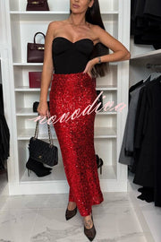 Let’s Celebrate Sequin High Rise Fishtail Maxi Skirt