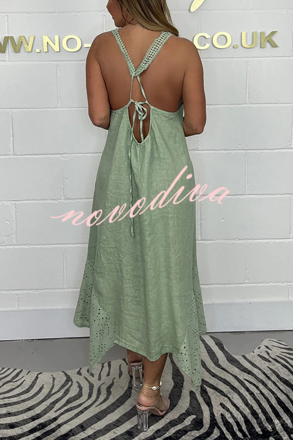 Solid Color V-neck Sleeveless Sexy Backless Irregular Maxi Dress