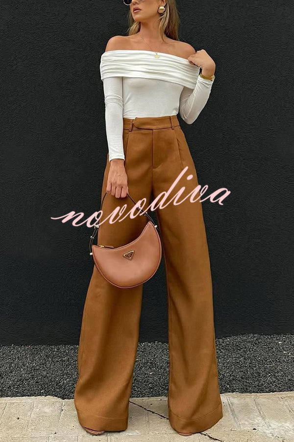 Solid Color Casual Pocket Loose Wide-leg Pants