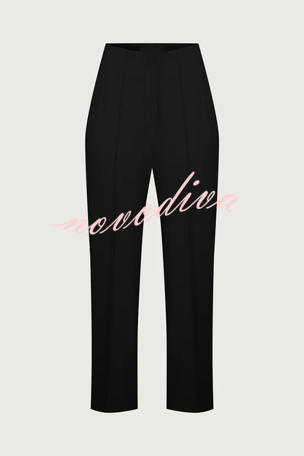 Exquisite and Fashionable High Waist Pocketed Straight Leg Pencil Pants