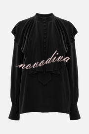 Court-style Draped Ruffled Elegant Chiffon Blouse