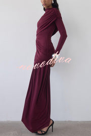 Solid Color Long-sleeved Pleated Slim-fit Elegant Ribbon Mini Dress