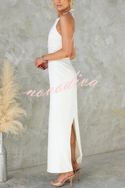 Sexy Backless Halter Neck Slim Waist Maxi Dress