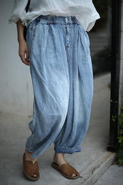 Imelda Vintage Elastic Waist Baggy Lantern Jeans