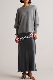 Soft and Warm Cashmere Knit Batwing Sleeve Relaxed Sweater