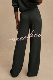 Barker High-Neck Long Sleeve Side Zipper Sweatshirt and Elastic Waist Pocketed Loose Pants Set