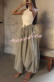Fashion Plaid Print Elastic Waist Pocket Loose Wide-leg Pants