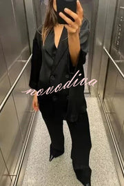 Fashionable Wrinkled Lapel Long-sleeved Loose Blazer