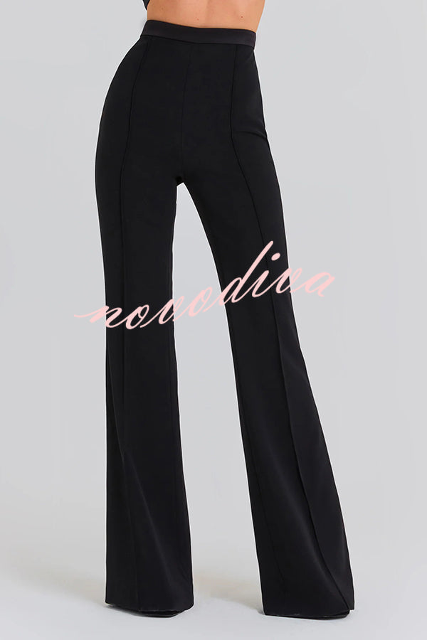 Downtown Dates High Rise Elastic Waist Stretch Flared Pants