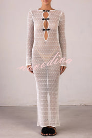 Sexy Backless Long-sleeved Knitted Slim-fit Maxi Dress