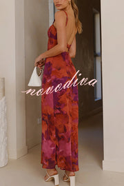 Fashion Tie-dye Backless Suspender Holiday Maxi Dress