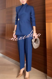 Exquisite and Fashionable High Waist Pocketed Straight Leg Pencil Pants