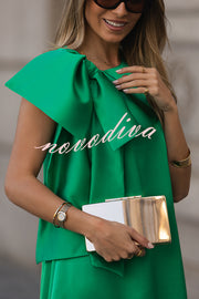 Ever Yours Satin Oversized Bow Detail Sleeveless Loose Maxi Dress