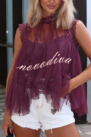 Light and Cute Tulle Lace Inner Wear High Neck Cape Top