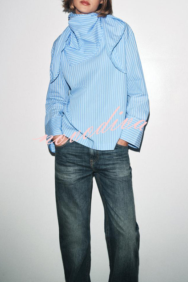Meliora Striped Multi Position Scarf Long Sleeve H-line Shirt