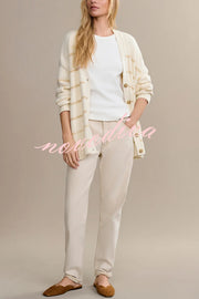 Striped Loose V-neck Long-sleeved Casual Knit Cardigan