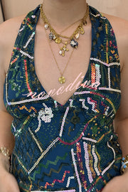 Fashion Sequined Casual V-neck Backless Slim Vest