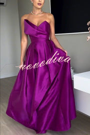 Queen Style Satin Triangular Shape Off Shoulder Prom Maxi Dress