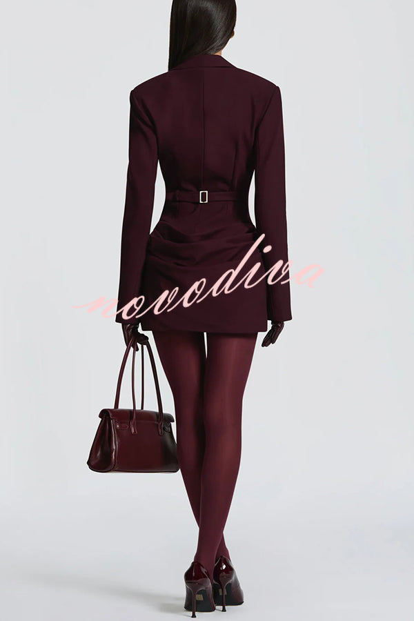 Solid Color Slim-fit V-neck Elegant Draped Formal Mini Dress