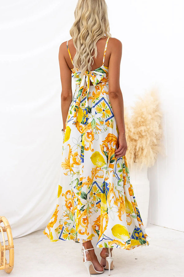 Summer Crush Abstract Print Back Tie-up Maxi Dress