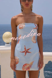 Beach Club Sequin Unique Print Strapless Stretch Mini Dress