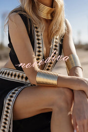 Fashionable Lock-edge Printed V-neck Lace-up Holiday Cover-up Robe