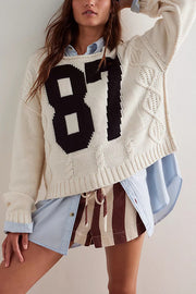 Fashionable Digital Jacquard Loose Long-sleeved Knit Sweater