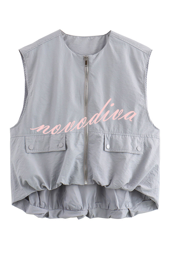 Fashionable Loose Sleeveless Pocket Casual Vest