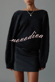 Chunky Season Knit Mohair-blend Long Sleeve Open Back Knot Design Loose Sweater
