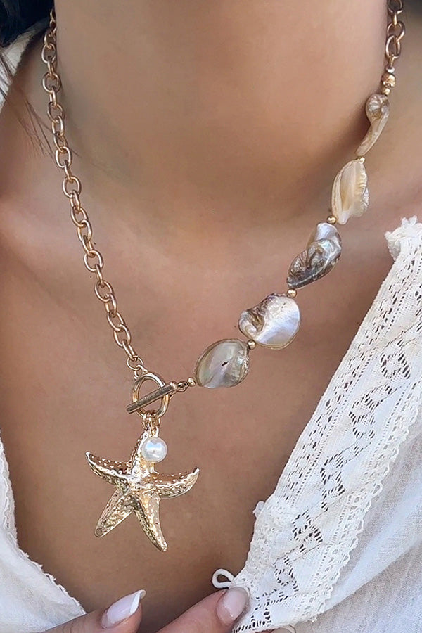 Bohemian Starfish Beaded Mermaid Shell Necklace