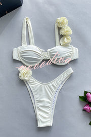 Three-dimensional Flower Sexy Stretch Two-piece Bikini Swimsuit