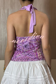 Fashion Sequined Casual V-neck Backless Slim Vest