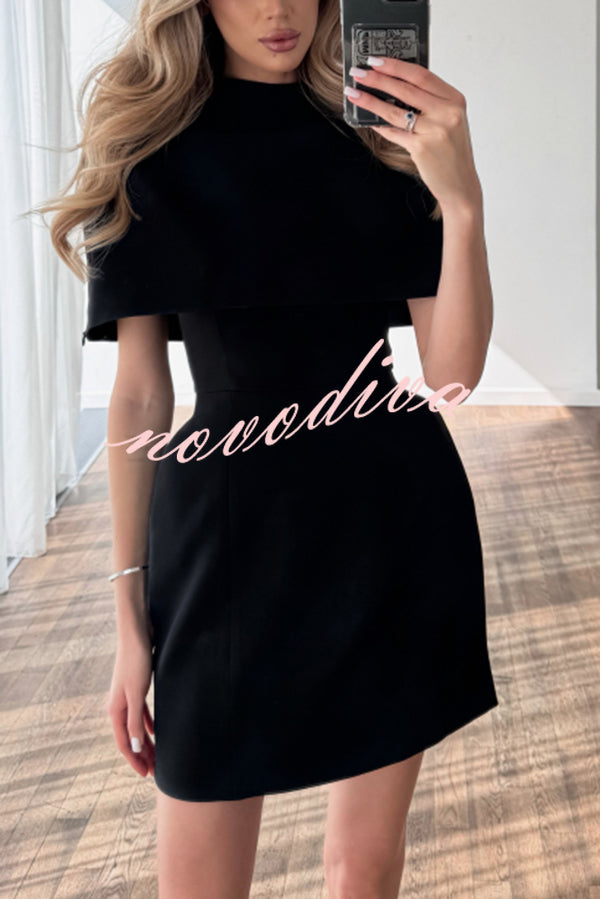 Solid Color Shawl and Square Neck Sleeveless Fitted Mini Dress Two-piece Set